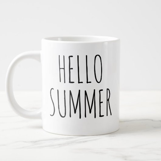 "Hello Summer" Einfaches modernes Bauernhaus Jumbo-Tasse (Links)