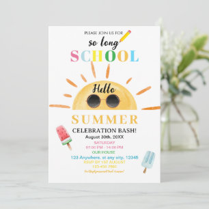 Hello Summer End of School's Out Party Einladung