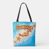 Hello Summer Flamingo Beach Tote Bag Tasche (Rückseite)