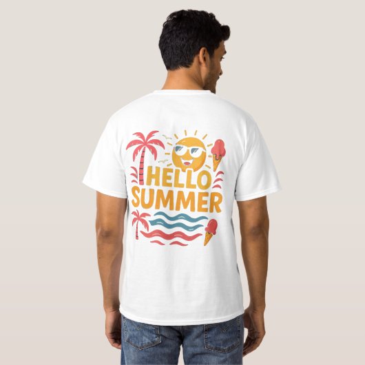 Hello Summer Fun Beach Palm Tree T-Shirt (Schwarz voll)