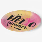 Hello Summer Fun Party Pappteller (Schrägansicht)