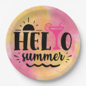 Hello Summer Fun Party Pappteller (Vorderseite)