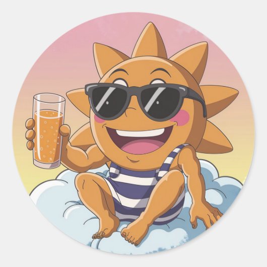 Hello summer holiday runder aufkleber (Vorderseite)