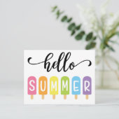 Hello Summer Ice Creme Postcard Postkarte (Stehend Vorderseite)