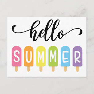 Hello Summer Ice Creme Postcard Postkarte
