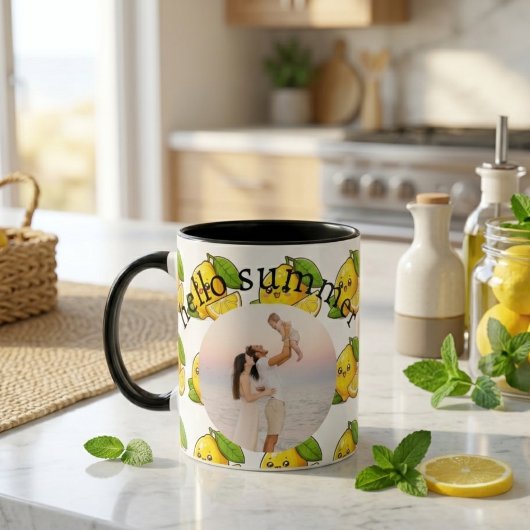 Hello Summer Lemon Custom Photo Mug Gift Tasse