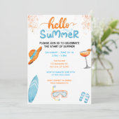 Hello Summer Party Einladung (Stehend Vorderseite)