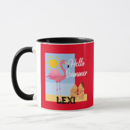 Hello Summer Pink Flamingo Design - Combo Tasse