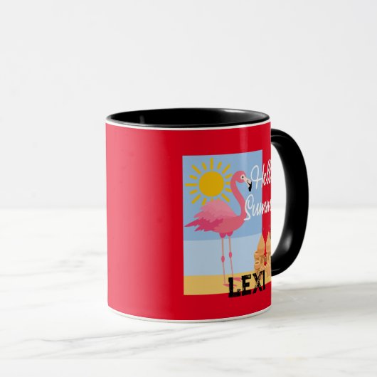 Hello Summer Pink Flamingo Design - Combo Tasse (VorderseiteRechts)