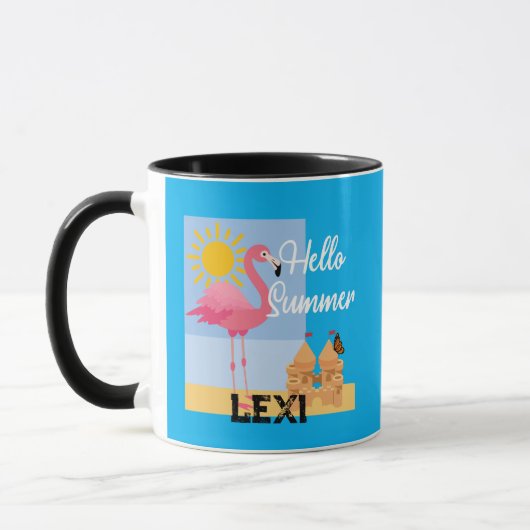 Hello Summer Pink Flamingo Design - Combo Tasse (Links)