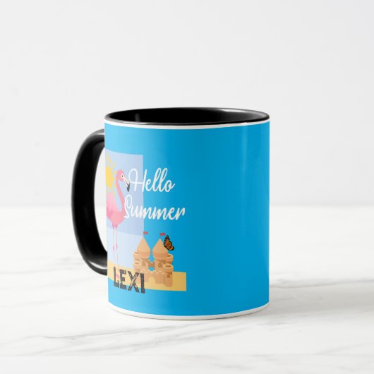 Hello Summer Pink Flamingo Design - Combo Tasse (Vorderseite Links)