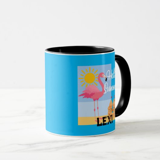 Hello Summer Pink Flamingo Design - Combo Tasse (VorderseiteRechts)