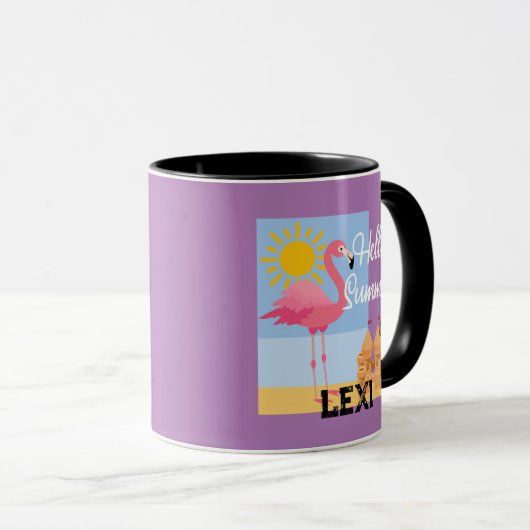 Hello Summer Pink Flamingo Design - Combo Tasse (VorderseiteRechts)