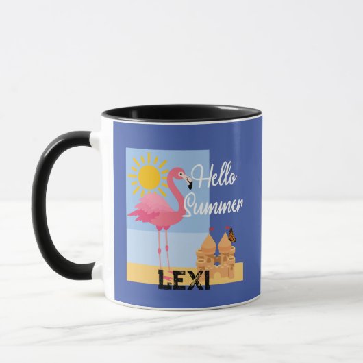 Hello Summer Pink Flamingo Design - Combo Tasse (Links)