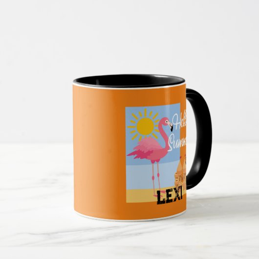 Hello Summer Pink Flamingo Design - Combo Tasse (VorderseiteRechts)