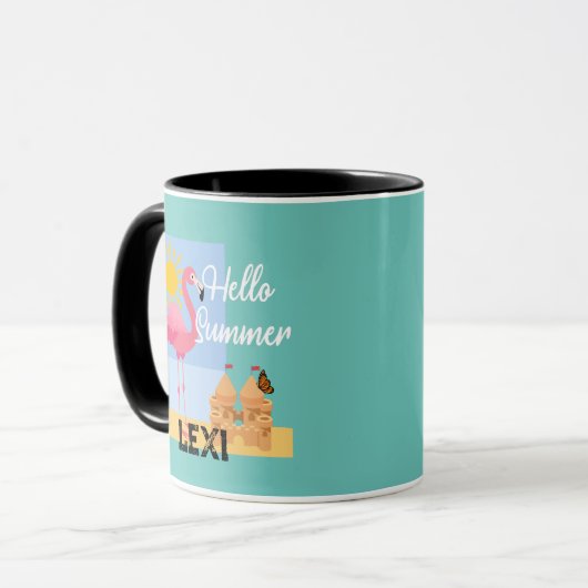 Hello Summer Pink Flamingo Design - Combo Tasse (Vorderseite Links)