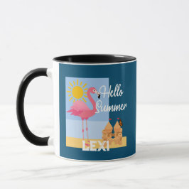 Hello Summer Pink Flamingo Design - Combo Tasse