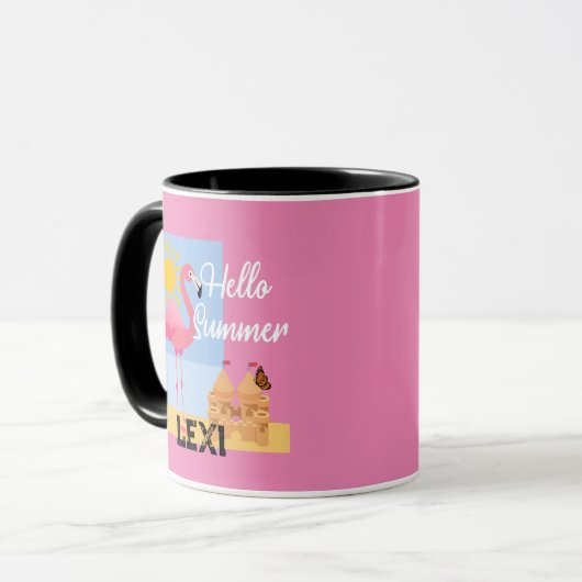 Hello Summer Pink Flamingo Design - Combo Tasse (Vorderseite Links)