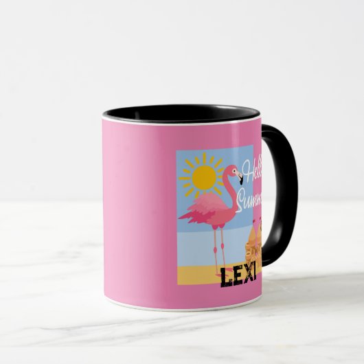 Hello Summer Pink Flamingo Design - Combo Tasse (VorderseiteRechts)