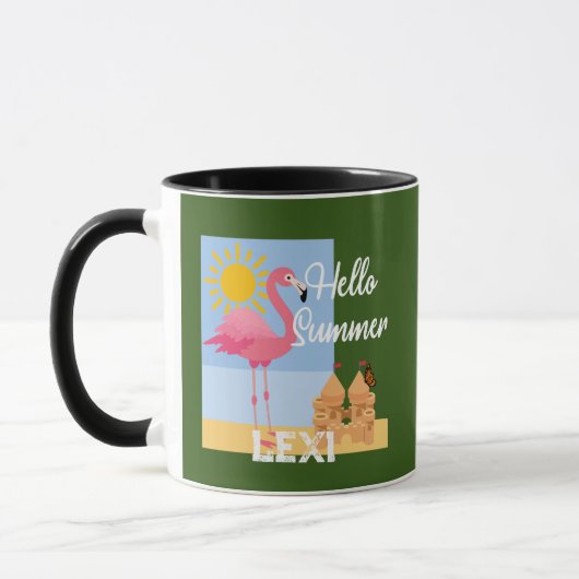 Hello Summer Pink Flamingo Design - Combo Tasse (Links)