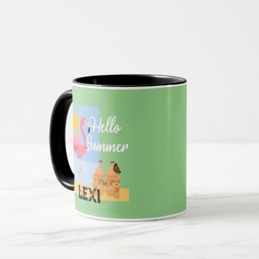 Hello Summer Pink Flamingo Design - Combo Tasse (Vorderseite Links)