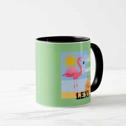 Hello Summer Pink Flamingo Design - Combo Tasse (VorderseiteRechts)