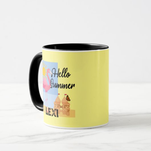 Hello Summer Pink Flamingo Design - Combo Tasse (Vorderseite Links)