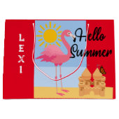 Hello Summer Pink Flamingo Design - Geschenktasche Große Geschenktüte (Vorderseite)