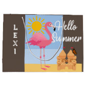 Hello Summer Pink Flamingo Design - Geschenktasche Große Geschenktüte (Rückseite)