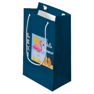 Hello Summer Pink Flamingo Design - Geschenktasche Kleine Geschenktüte