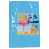 Hello Summer Pink Flamingo Design - Geschenktasche Mittlere Geschenktüte (Vorderseite)