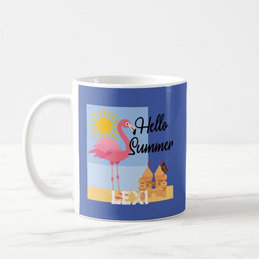 Hello Summer Pink Flamingo Design - Klassische Tas Kaffeetasse (Links)