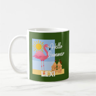 Hello Summer Pink Flamingo Design - Klassische Tas Kaffeetasse