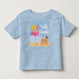 Hello Summer Pink Flamingo Design - Kleinkind Fine Kleinkind T-shirt