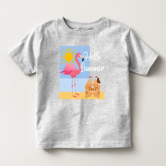 Hello Summer Pink Flamingo Design - Kleinkind Fine Kleinkind T-shirt (Vorderseite)