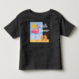 Hello Summer Pink Flamingo Design - Kleinkind Fine T-shirt