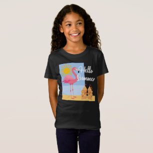 Hello Summer Pink Flamingo Design - Kleinkind Fine T-Shirt
