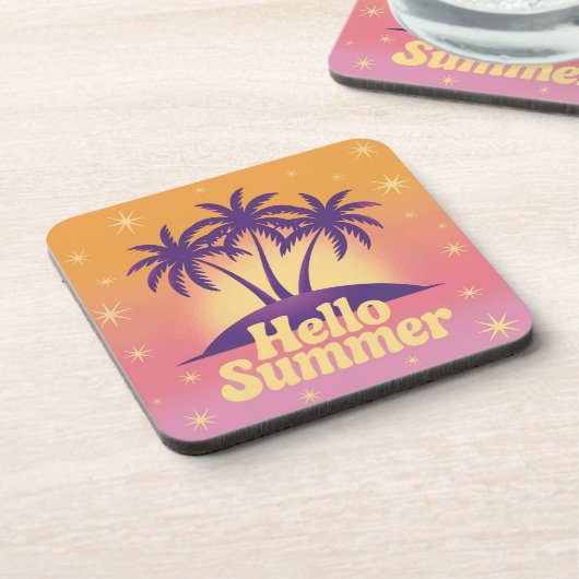 Hello Summer Pink Plastic Cork Untersetzer Set (Linke Seite)