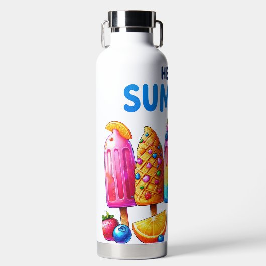 HELLO SUMMER POPSICKLES IN HELLFARBEN TRINKFLASCHE (Vorderseite)
