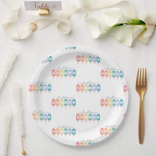 Hello Summer Popsiful Colorful Pappteller (Hochzeit)