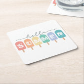 Hello Summer Popsiful Colorful Rechteckiger Pappuntersetzer (angewinkelt)