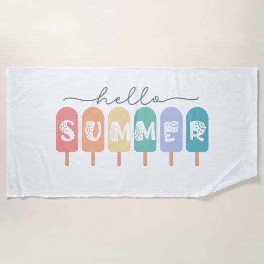 Hello Summer Popsiful Colorful Strandtuch (Vorderseite)