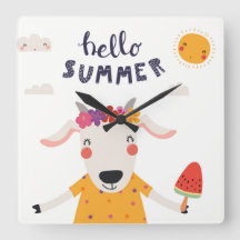 Hello summer - Quadratische Acryluhr