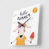 Hello summer - Quadratische Acryluhr Wanduhr (Winkel)
