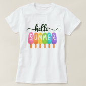 Hello Summer Rainbow ; Fun Colorful Vacation T-Shirt (Design vorne)
