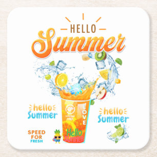 Hello Summer Rechteckiger Pappuntersetzer