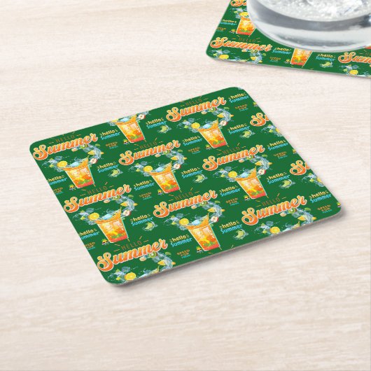 Hello Summer Rechteckiger Pappuntersetzer (angewinkelt)