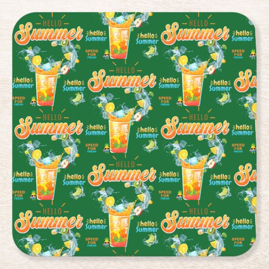 Hello Summer Rechteckiger Pappuntersetzer (Vorderseite)