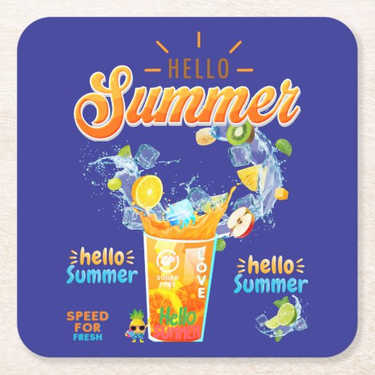 Hello Summer Rechteckiger Pappuntersetzer (Vorderseite)