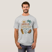 Hello Summer Retro Beach Shirt | Palm Tree & Water (Vorne ganz)